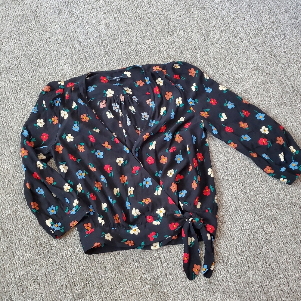 Madewell wrap top in Pressed Flowers, xxs